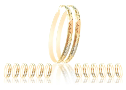 Three Tone Plated 6MM Bangle Earrings